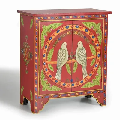 Chests of drawers - Mango wood chest of drawers with hand-painted multi-colored details - GINER Y COLOMER