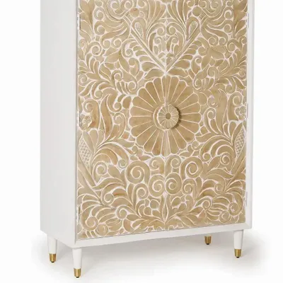 Sideboards - Sideboard in white mango wood and gold details - GINER Y COLOMER