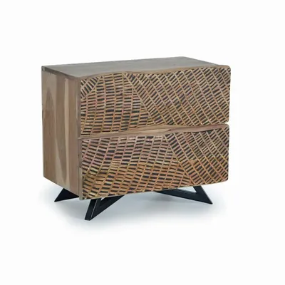 Night tables - Acacia wood bedside table and metal legs - GINER Y COLOMER