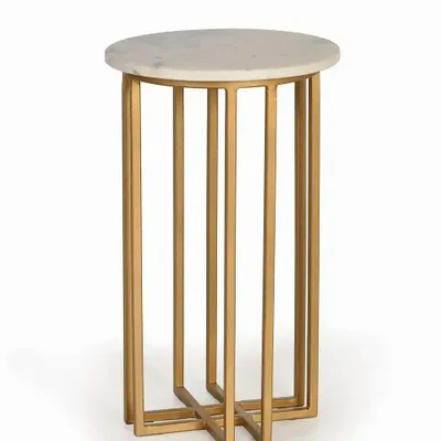 Coffee tables - Side table with marble top and gold legs - GINER Y COLOMER