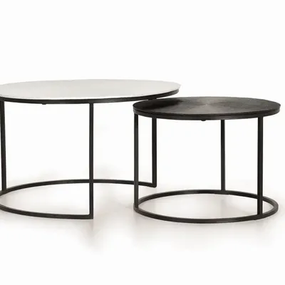 Coffee tables - Set of 2 coffee tables with metal structure and tops - GINER Y COLOMER