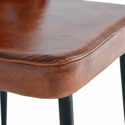 Chaises - Ensemble de 2 chaises en cuir naturel et pieds en métal - GINER Y COLOMER