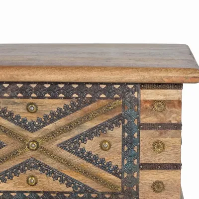 Boîtes de rangement  - Coffre en bois de manguier et détails en métal de couleur naturelle - GINER Y COLOMER