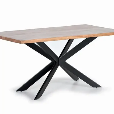 Tables Salle à Manger - Table à manger en bois d'acacia naturel et pieds en métal noir - GINER Y COLOMER