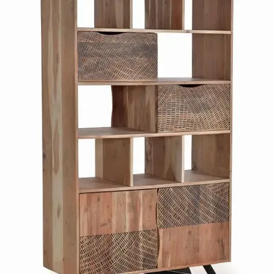 Shelves - Acacia wood shelf and natural-colored metal legs - GINER Y COLOMER