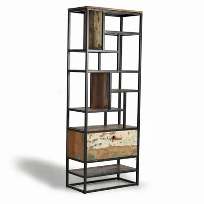 Shelves - Shelf in recycled wood and dark-colored metal - GINER Y COLOMER