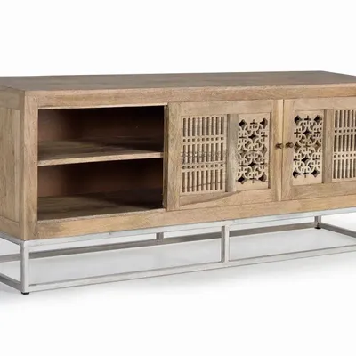 TV stands - TV cabinet in mango wood and natural metal legs - GINER Y COLOMER