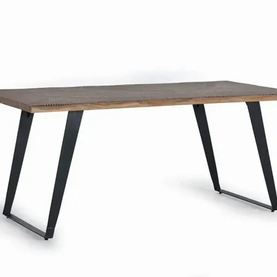 Dining Tables - Dining table in natural acacia wood and metal legs - GINER Y COLOMER