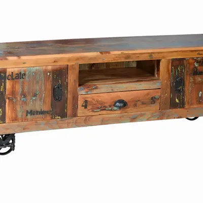 TV stands - Exclusive TV cabinet in multicolored recycled wood - GINER Y COLOMER