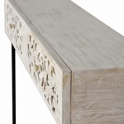 Consoles - Console en manguier et pieds en métal vieilli noir et blanc - GINER Y COLOMER