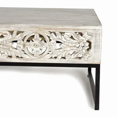 Tables basses - Table basse en manguier et pieds en métal vieilli - GINER Y COLOMER