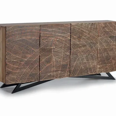 Sideboards - Acacia wood sideboard and natural-colored metal legs - GINER Y COLOMER