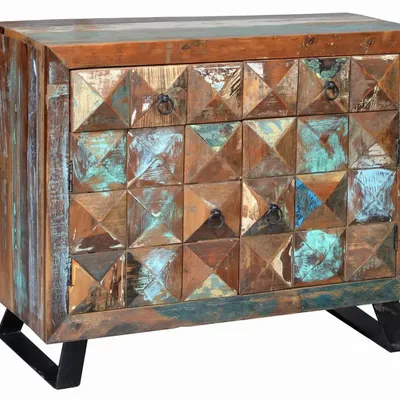 Chests of drawers - Exclusive chest of drawers in multicolored recycled wood - GINER Y COLOMER