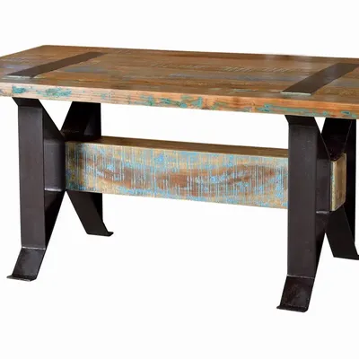 Tables Salle à Manger - Table à manger exclusive en bois recyclé et piètement en métal - GINER Y COLOMER
