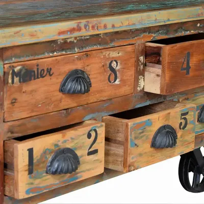 Tables basses - Table basse en bois recyclé multicolore - GINER Y COLOMER