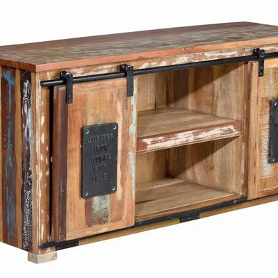 TV stands - Multicolored recycled wood TV cabinet - GINER Y COLOMER