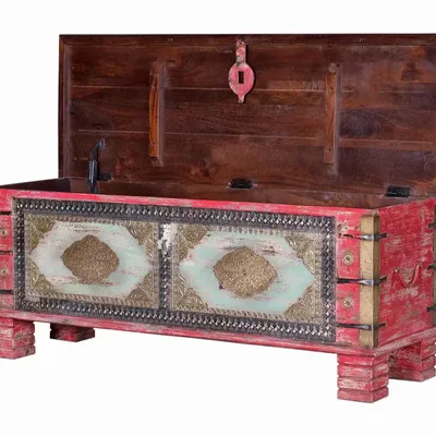 Boîtes de rangement  - Coffre en manguier rouge vieilli et merisier - GINER Y COLOMER