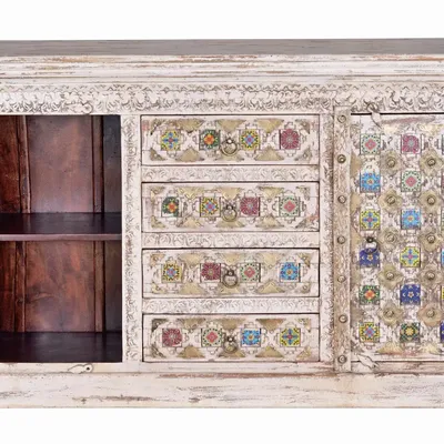 Sideboards - Mango wood sideboard with ceramic details - GINER Y COLOMER