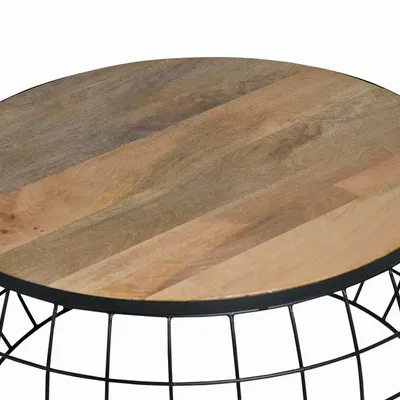 Coffee tables - Set of 2 coffee tables in solid mango wood and metal - GINER Y COLOMER