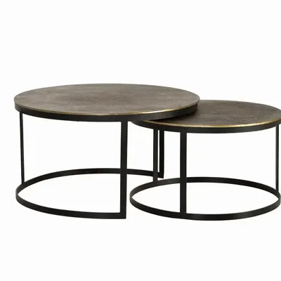 Coffee tables - Coffee table with bronze top and gold metal legs - GINER Y COLOMER