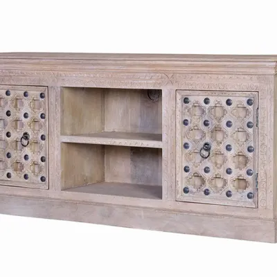 TV stands - TV cabinet in natural mango wood and metal details - GINER Y COLOMER
