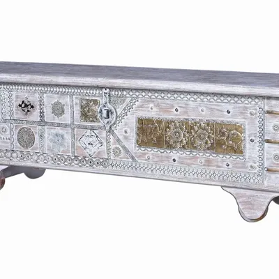 Boîtes de rangement  - Coffre ancien en bois de manguier blanc - GINER Y COLOMER