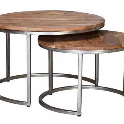 Coffee tables - Coffee table in natural mango wood and metal legs - GINER Y COLOMER
