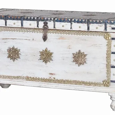 Storage boxes - Antique chest in off-white mango wood - GINER Y COLOMER