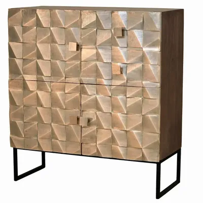 Sideboards - Mango wood and bronze sideboard, dark brown metal legs - GINER Y COLOMER