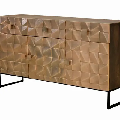 Sideboards - Industrial sideboard in mango wood and metal details - GINER Y COLOMER