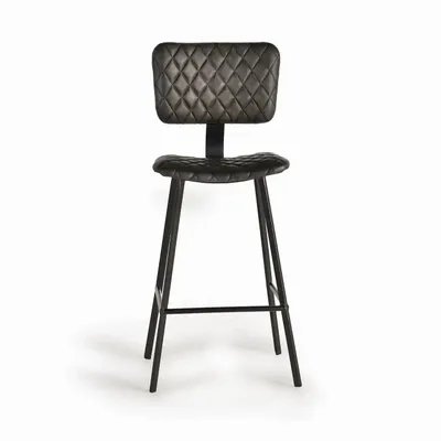 Tabourets - Tabouret en cuir naturel et metal - GINER Y COLOMER