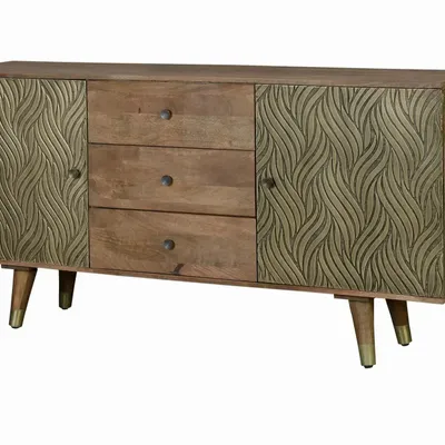 Sideboards - Mango wood and bronze sideboard - GINER Y COLOMER