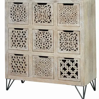 Chests of drawers - Chest of drawers in aged white mango wood - GINER Y COLOMER