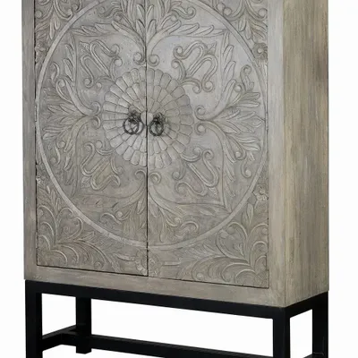 Wardrobe - Mango wood cabinet and aged gray metal legs - GINER Y COLOMER