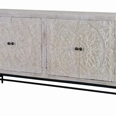 Sideboards - Sideboard in aged white mango wood - GINER Y COLOMER