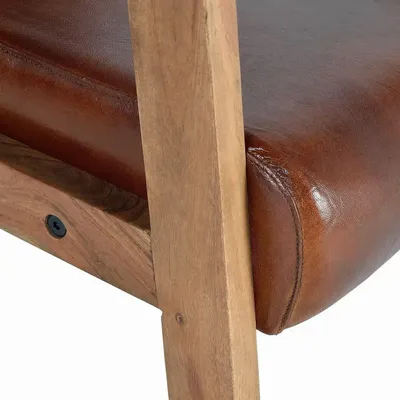 Armchairs - Brown leather and metal armchair - GINER Y COLOMER