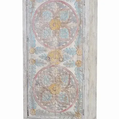 Wardrobe - Mango wood cabinet aged details pastel tones - GINER Y COLOMER