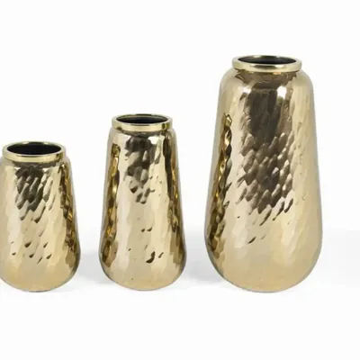 Vases - Set of three decorative gold metal vases - GINER Y COLOMER