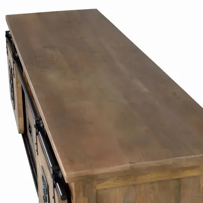 Meubles TV - Meuble TV en manguier de style industriel avec deux portes - GINER Y COLOMER