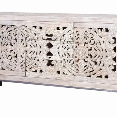 Sideboards - Buffet in mango wood and aged white metal - GINER Y COLOMER