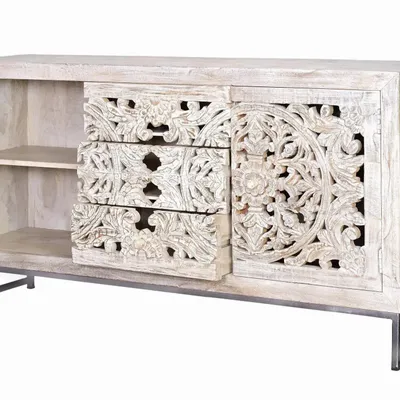 Buffets - Buffet en manguier et métal blanc vieilli - GINER Y COLOMER