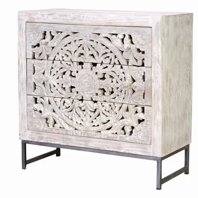 Sideboards - Mango wood sideboard and white and gray metal base - GINER Y COLOMER