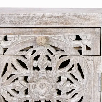 Tables basses - Table basse en manguier et pieds en métal blanc et gris - GINER Y COLOMER