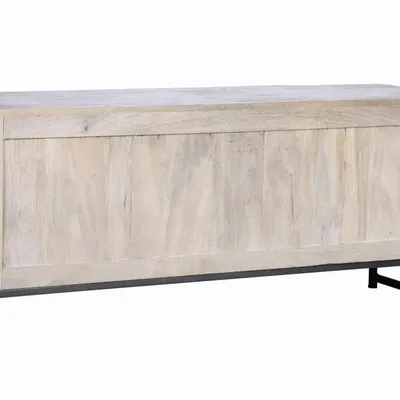 Meubles TV - Meuble TV manguier et pieds métal blanc vieilli - GINER Y COLOMER