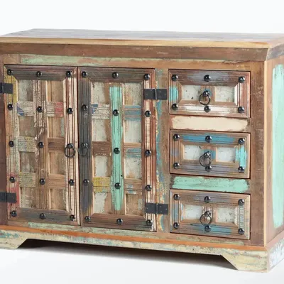 Buffets - Buffet en bois recyclé et détails métalliques multicolores - GINER Y COLOMER