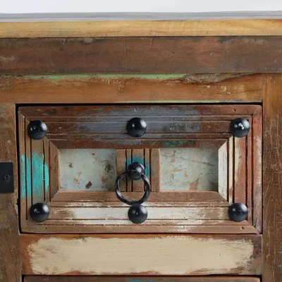 Sideboards - Sideboard in recycled wood and multicolored metal details - GINER Y COLOMER