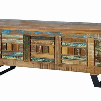 Storage boxes - Exclusive trunk in multicolored recycled wood - GINER Y COLOMER
