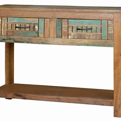 Console table - Exclusive console in multicolored recycled wood - GINER Y COLOMER