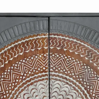 Sideboards - Mango wood display case with gray and brown metal legs - GINER Y COLOMER