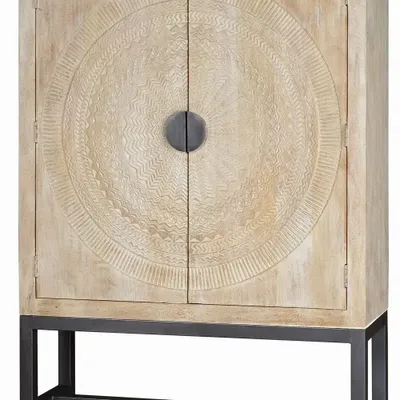 Wardrobe - Mango wood cabinet and aged white metal legs - GINER Y COLOMER